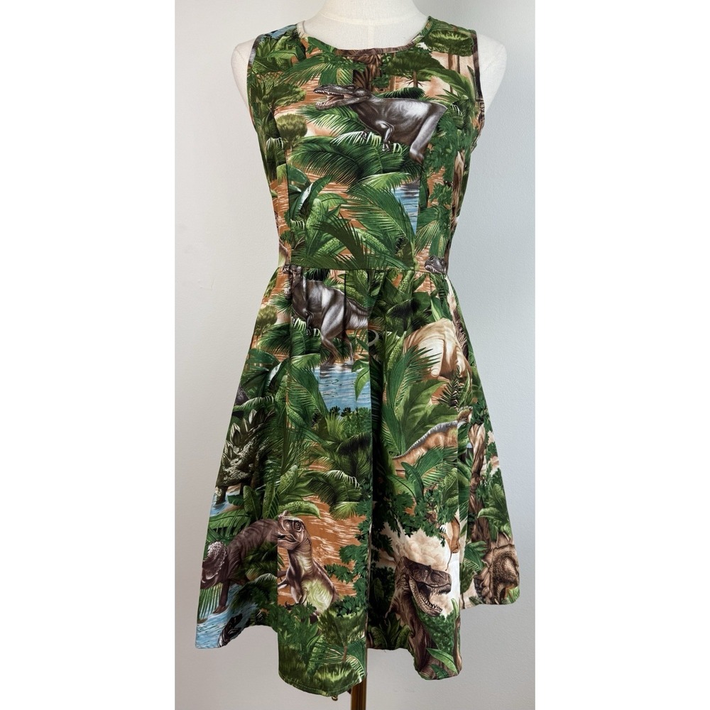 Retrolicious Jurassic Dinosaur Dress Size Small Pockets